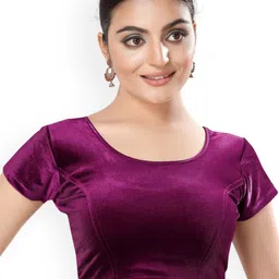 VAMAS - THE DESIGNER BLOUSES Round Neck Non-Padded Stretchable Saree Blouse-picture-23