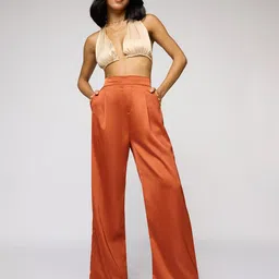 FREAKINS Women Straight Fit High-Rise Pleated Trousers-image-70