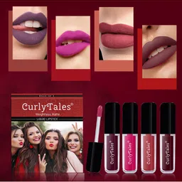 CurlyTales Set of 4 Weightless Matte Liquid Lipsticks 3 ml Each - Shade 15, 05, 06, 13-5