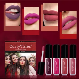 CurlyTales Set of 4 Weightless Matte Liquid Lipsticks 3ml Each - Shade 15 + 05 + 06 + 10-15