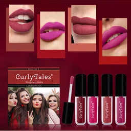 CurlyTales Set of 4 Weightless Matte Liquid Lipsticks 3 ml Each - Shade 14, 05, 06, 12-21