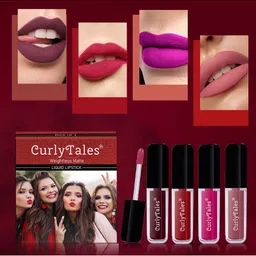 CurlyTales Set of 4 Weightless Matte Liquid Lipsticks 3 ml Each - Shade 13, 03, 04, 09-50