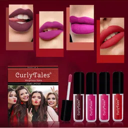 CurlyTales Set of 4 Weightless Matte Liquid Lipsticks 3 ml Each - Shade 13, 04, 05, 11-16