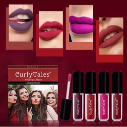 CurlyTales Set of 4 Weightless Matte Liquid Lipsticks 3ml Each - Shade 15 + 03 + 04 + 14-14