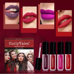CurlyTales Set of 4 Weightless Matte Liquid Lipsticks 4 ml Each - Shade 15, 03, 04, 11-12