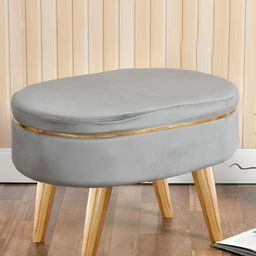 Shadowkart Grey & Brown Wooden & Velvet Freeform Pouffes Ottoman-image-91