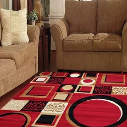 Samjeeda Handloom carpets Black Geometric Anti-Skid Polyester Carpet-32