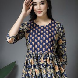 Pristyle Women Round Neck Floral Print Fit & Flare Maxi Dress-image-50