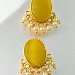 TISHUL JEWELS Gold-Plated Artificial Stones Studded Classic Studs-9