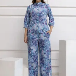 Moda Rapido Printed Mandarin Collar Top With Trousers Co-Ords-image-34