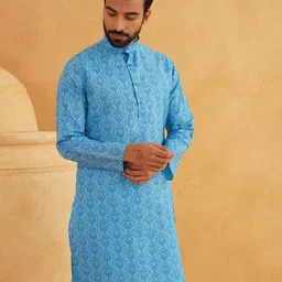 SOJANYA Men Paisley Printed Regular Kurta with Churidar-10