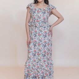 SUKITI Printed Square Neck Top With Skirt Co-Ords-picture-49