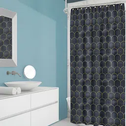 ArtzFolio Black and Yellow Geometric Printed Waterproof Shower Curtain-17