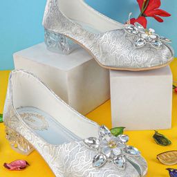 BAESD Girls Textured Party Block Mules-25
