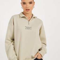 Styli Women Regular Fit Regular Length Half Zip Slogan Print Sweatshirt-image-62