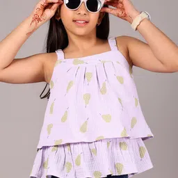 V-Mart Girls Conversational Printed Layered Cotton Top-picture-32