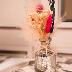 ArteCasa blossom Transparent & Silver Toned Glass Charm Vase-image-4
