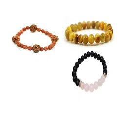 Divine souvenirs Unisex Set Of 3 Artificial Beaded Elasticated Bracelets-85