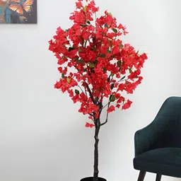 ARICK DECOR Red 1 Pieces Bougainvillea Artificial Plant With Pot-image-6
