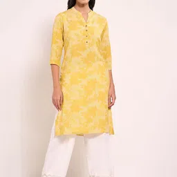 RANGMANCH BY PANTALOONS Floral Printed Mandarin Collar Straight Kurta-image-88