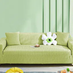 Lukzer Green Printed Polyester 1 Piece Sofa Cover With Arms-image-98