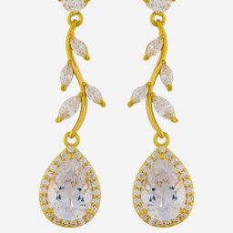 Kushal's Fashion Jewellery Classic Gold-Plated Zircon Studded Drop Earrings-picture-40