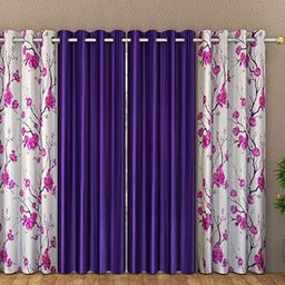 Galaxy Home Decor Purple & White 4 Pieces Floral Printed Long Door Curtains-picture-14
