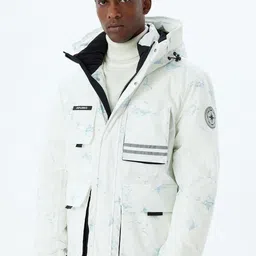 Koton Men Hooded Tie and Dye Printed Casual Parka Jacket-image-36
