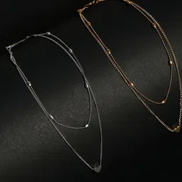 YouBella Set OF 2 Gold And Silver Plated Layered Chains-34