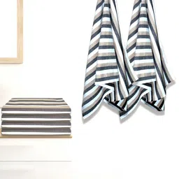 Athom Living Iris Beige and White 6 Pieces Striped Cotton 210 GSM Bath Towels-image-81
