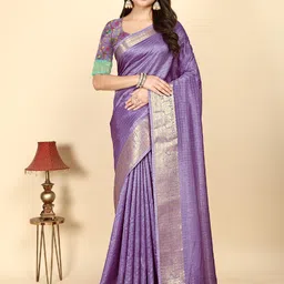 J 6 DESIGNER Woven Design Zari Art Silk Block Print Saree-picture-4
