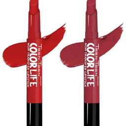 TEEN TEEN COSMETICS Set Of 2 Color Life Lip Crayon- 4 g Each- Regal Red & Red Wine-37