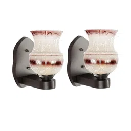 Somil Premium Designer Glass Wall / Night Lamp Elegant & Stylish Dcor Accent for Modern Interiors, color- Brown, White, Size:- 19 X 25.5 X 29.5 CM-image-73