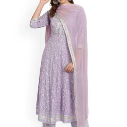 SGRF Women Floral Embroidered Regular Chikankari Kurta with Trousers & With Dupatta-picture-25