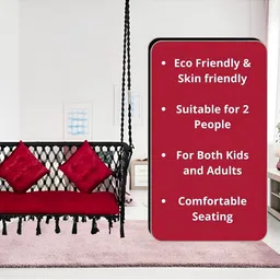 Swingzy Black & Red Square-Shaped Hammock Swing With Cushion image 5