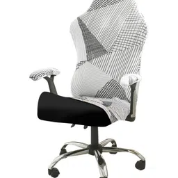 HOKIPO White & Black Geometric Striped Computer Rotated Gaming Chair Cover-image-85