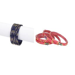 SOMIL Set of 16 Blue Alloy Artificial Stones & Beads Bangles-image-90