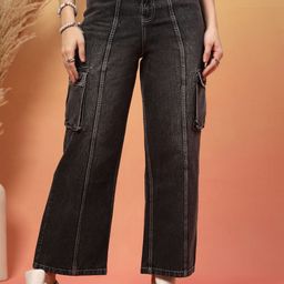 COSMIC Women High-Rise Cargos Trousers-image-60