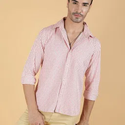 Stylecast X Kotty Men Classic Micro Checked Spread Collar Casual Shirt-image-33