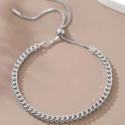 Peora Silver-Plated Cubic Zirconia Studded Adjustable Wraparound Bracelet-24