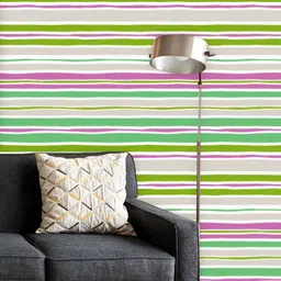 ArtzFolio Printed UV-Resistant Anti-Bacterial Colorful Wavy Horizontal Stripes Peel & Stick Wallpaper-image-55
