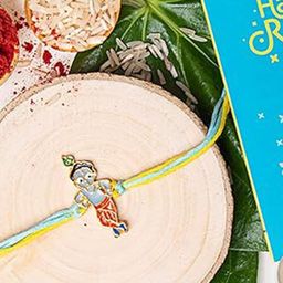 Kaameri Bazaar Krishna Rakhi With Greeting Card & Roli Chawal-image-7