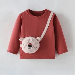 YK Girls Red Sold T-shirt With Attached bear plus Crossbody Bag-picture-13