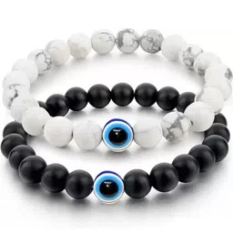 Divine souvenirs Unisex Set Of 2 Artificial Beaded Elasticated Bracelets-6