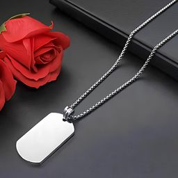 Designs & You Stainless Steel Silver-Plated Square Pendants With Chains-picture-29