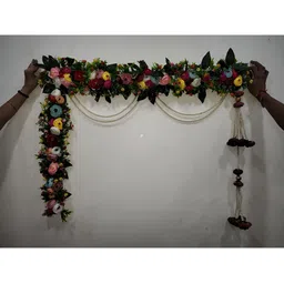 Nutts Green & Yellow Heavy-Look Peony-Flower Bandhanwar Festive Decor-image-23