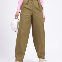 glitchez Women Effortless Edge Relaxed Fit Pleated Trousers-image-15