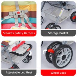 R for Rabbit Lollipop Lite Stroller Cum Pram - Grey Multicolour image 5
