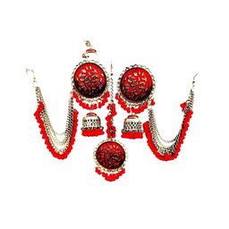 Oxidized Heaven Silver-Plated Beaded Jewellery Set-image-70