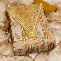 SHADOW & SAINING Embroidered Organza Semi-Stitched Dress Material-image-1